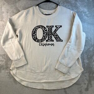 State of Mine Oklahoma Leopard Print Graphic Sweatshirt Crewneck Women's Size L
